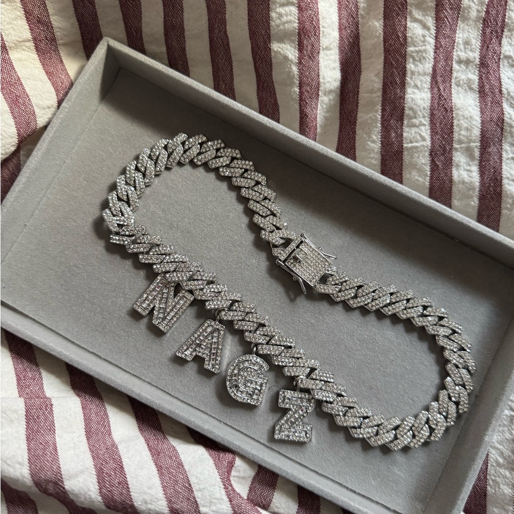 Iced out cuban link necklace new silver